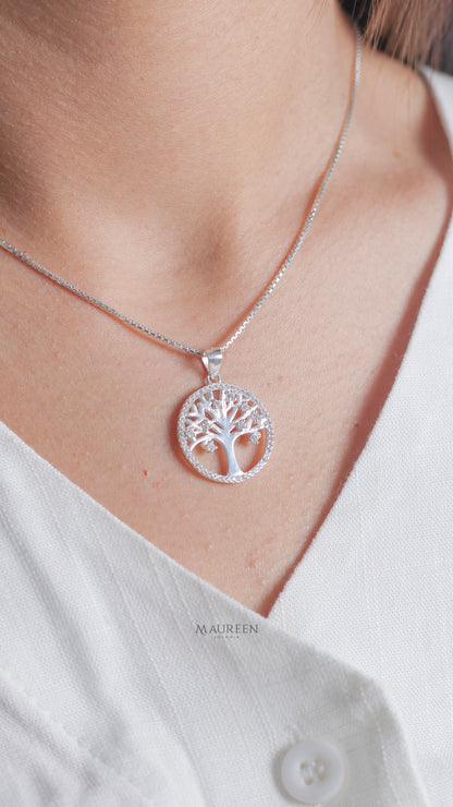 Dije arbol de la vida con circones   Plata