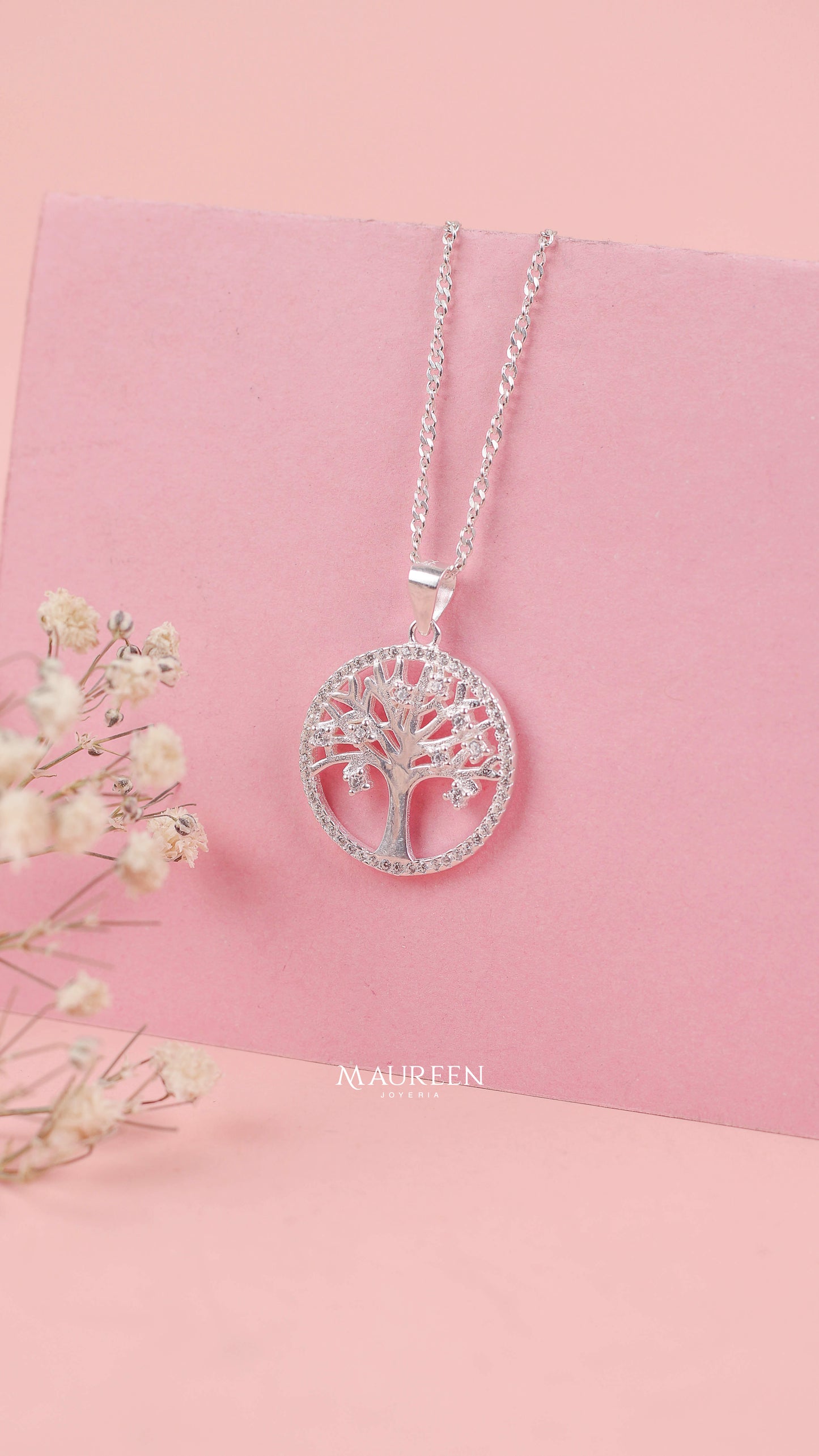 Dije arbol de la vida con circones   Plata