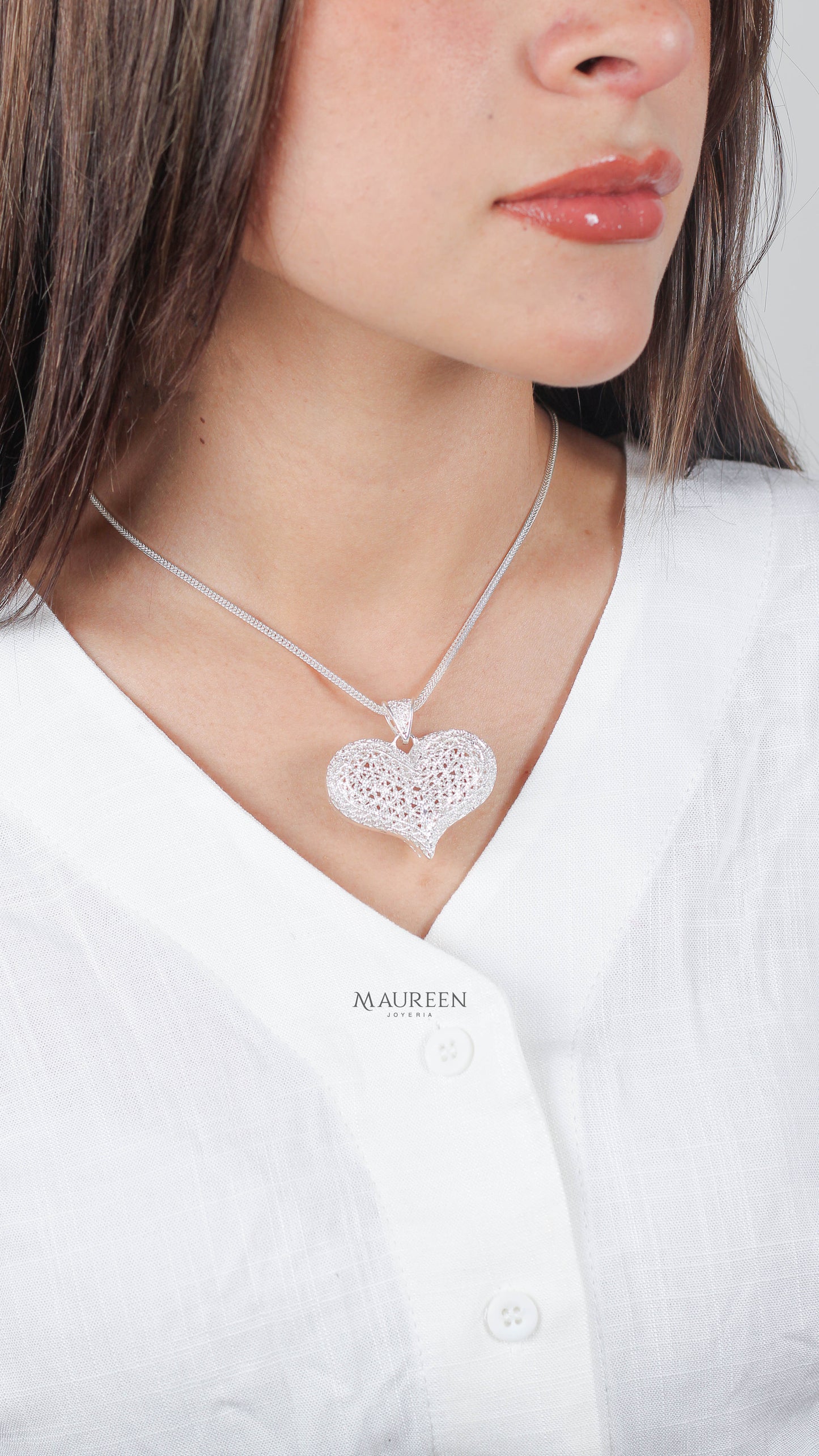 Dije corazon bombacho tejido grande