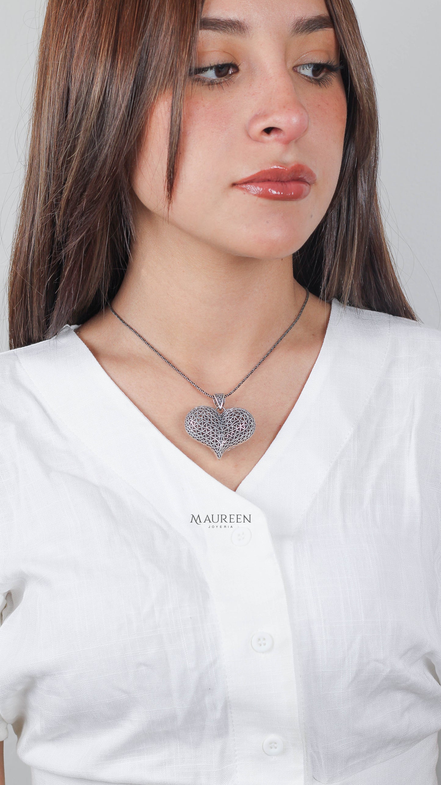 Dije corazon bombacho tejido grande