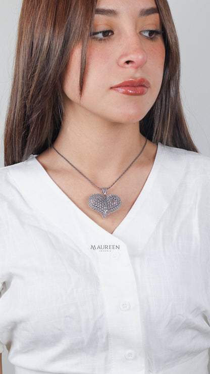 Dije corazon bombacho tejido grande