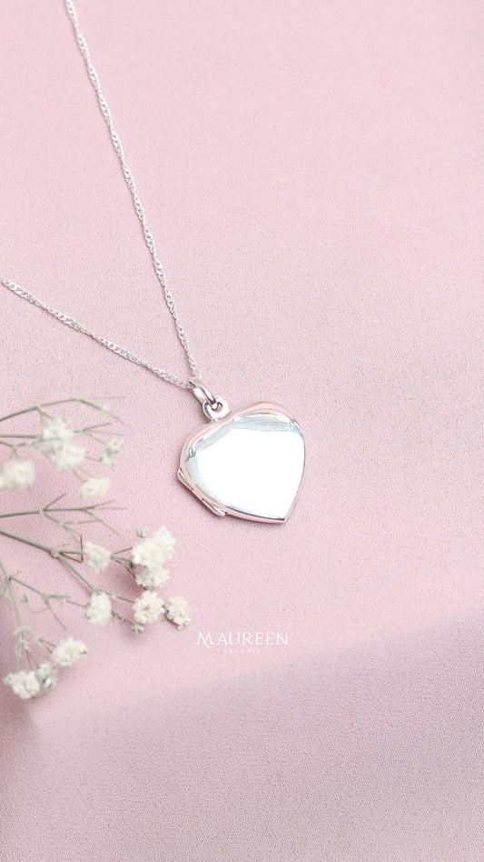 Dije relicario corazon plano   - plata
