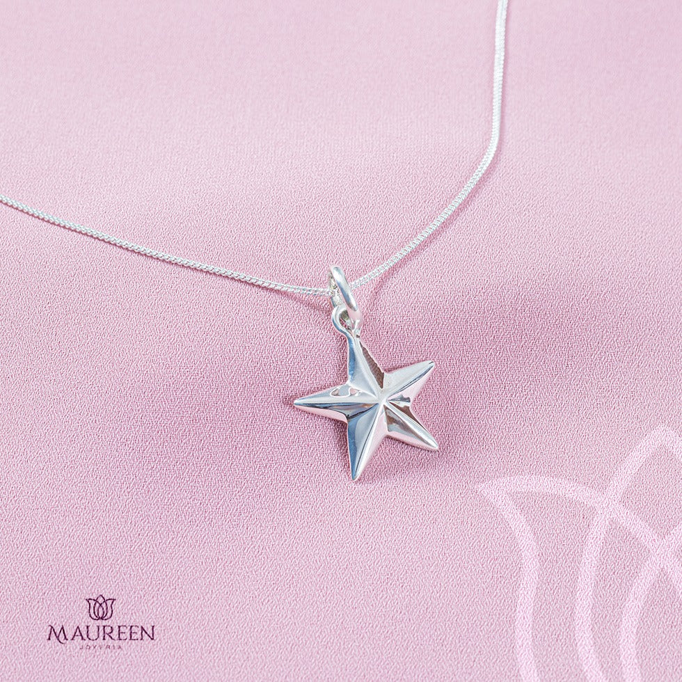Dije estrella lisa 3D -  Plata