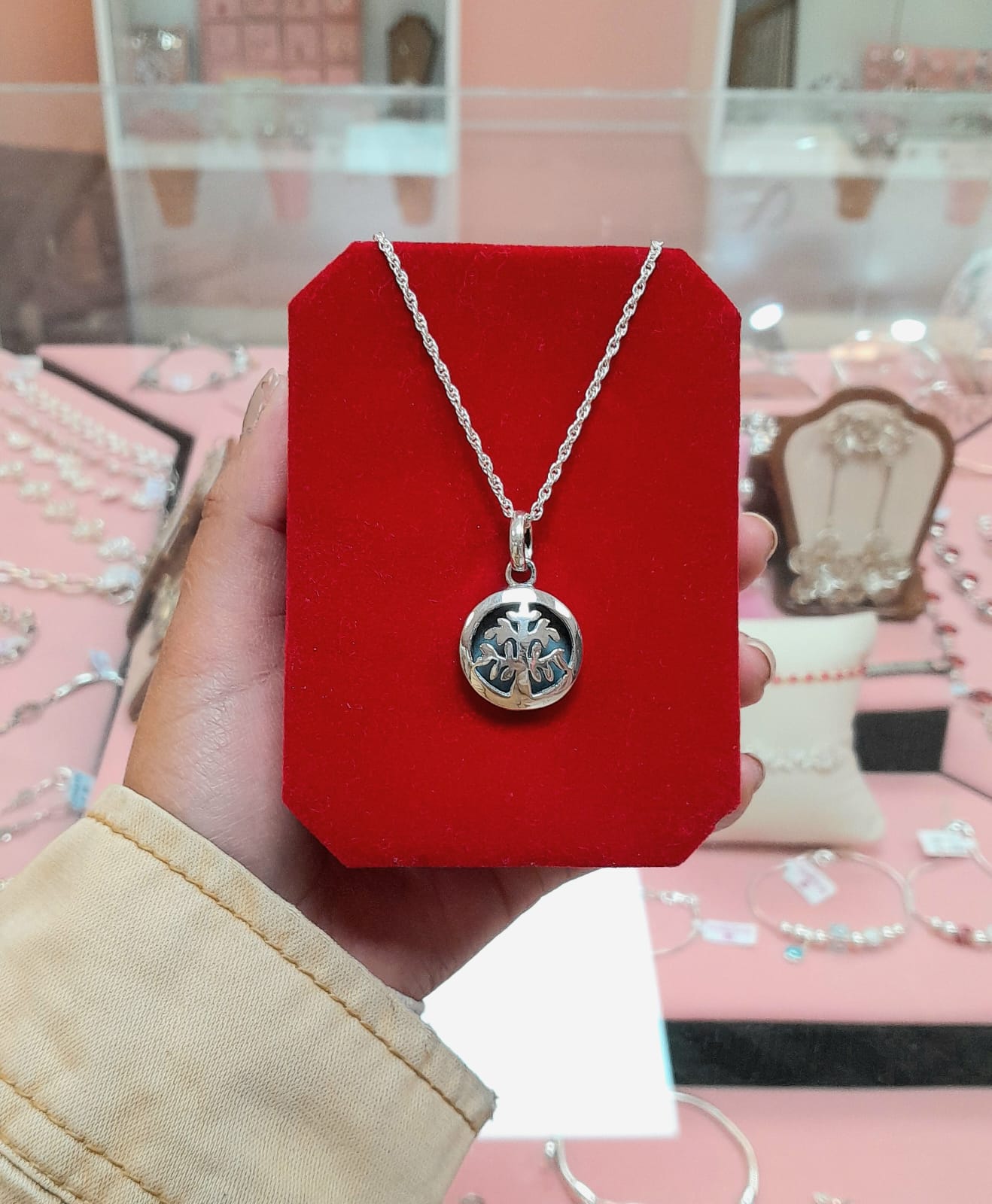 Dije arbol de la vida encajonado - Plata quemada