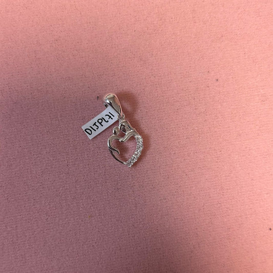 Dije corazón hijo y mama circones - Plata