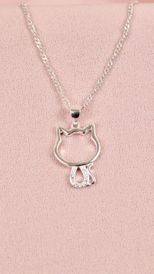 Dije gato con mini circones - Plata