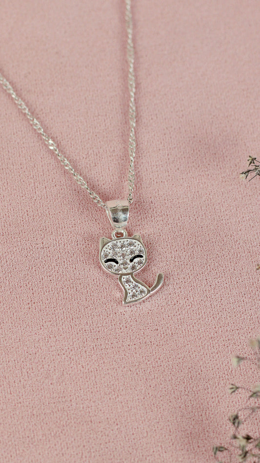 Dije gato con circones - Plata