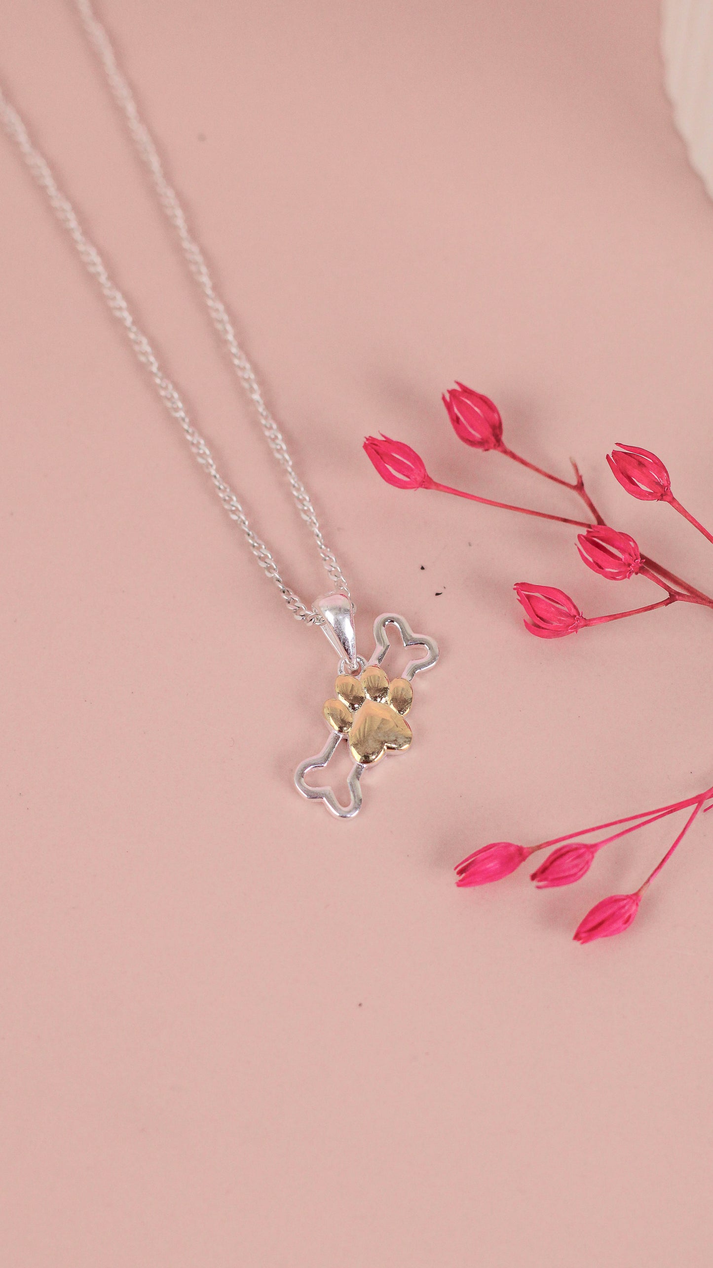 Dije hueso calado con huella -  Plata/Oro