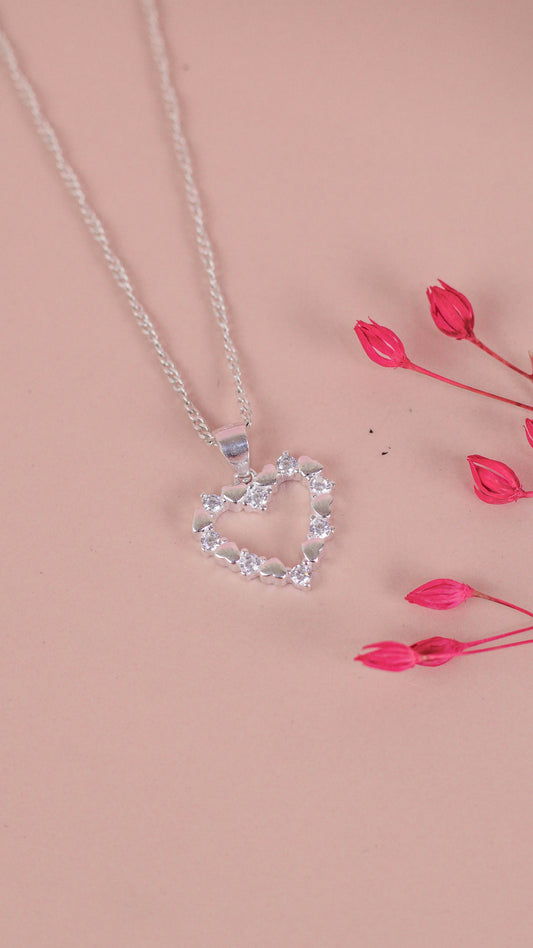 Dije corazón con circones -  Plata