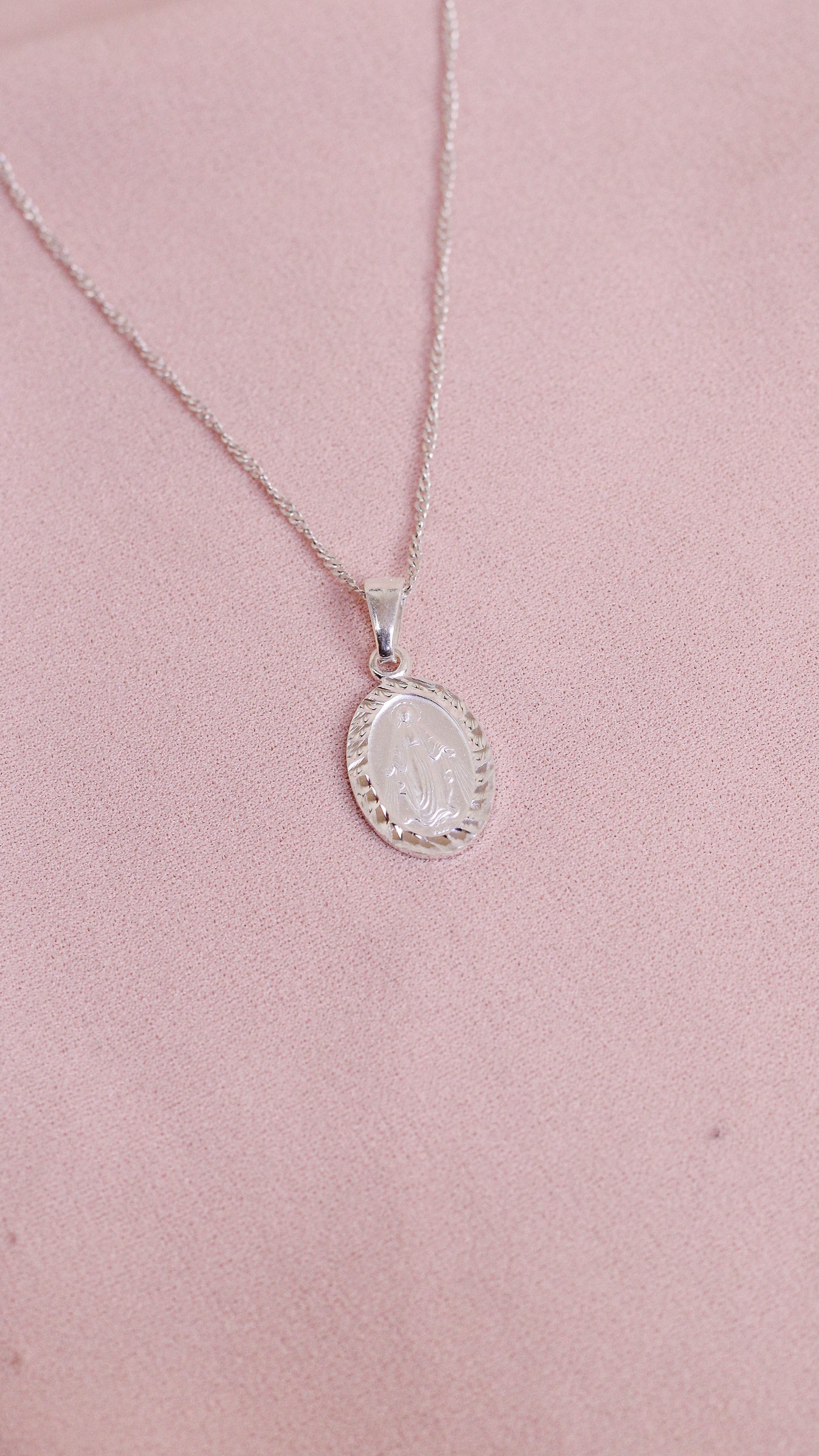 Dije Medalla Milagrosa diamantada - Plata