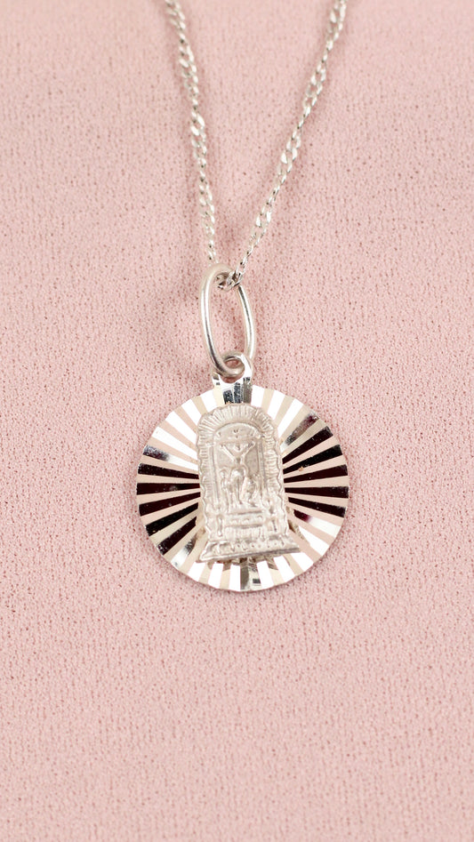 Dije Señor de los Milagros diamantado - Plata