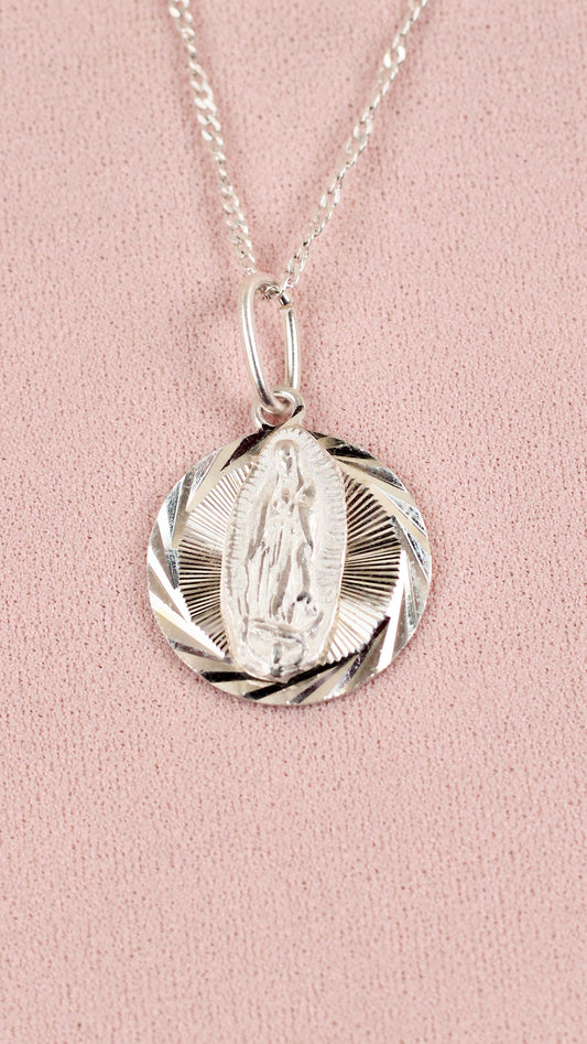 Dije Virgen de Guadalupe diamantado- Plata