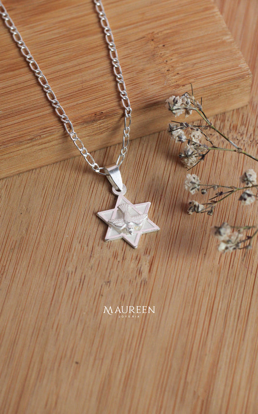 Dije estrella de david con espiritu santo - plata