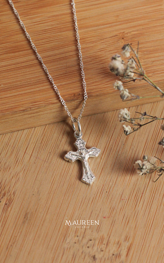 Dije cruz jesucristo triangular - plata