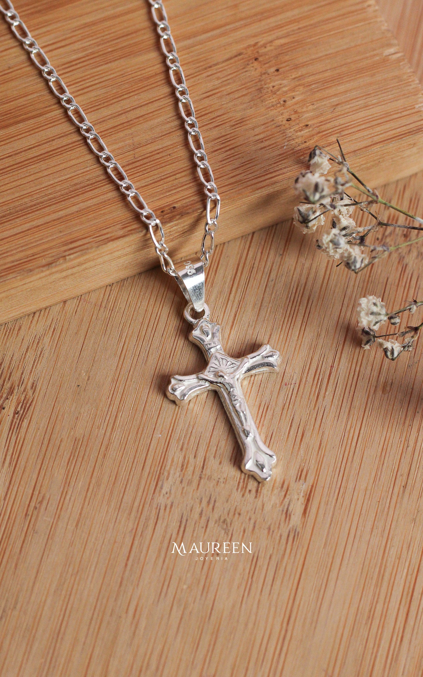 Dije cruz amaderado con jesucristo - plata