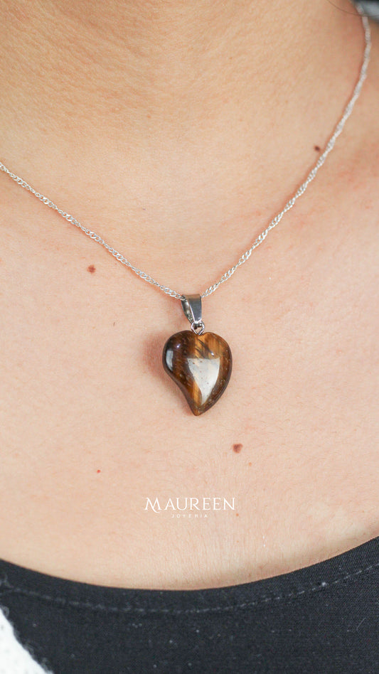 Dije corazon piedra natural - plata