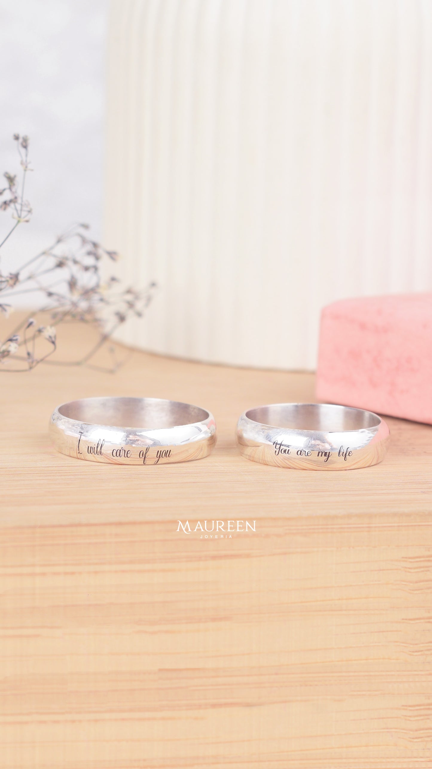 Aros de matrimonio frase - Plata