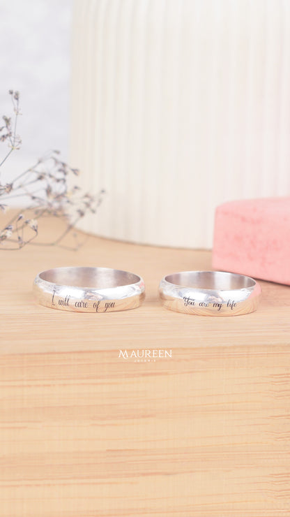 Aros de matrimonio frase - Plata