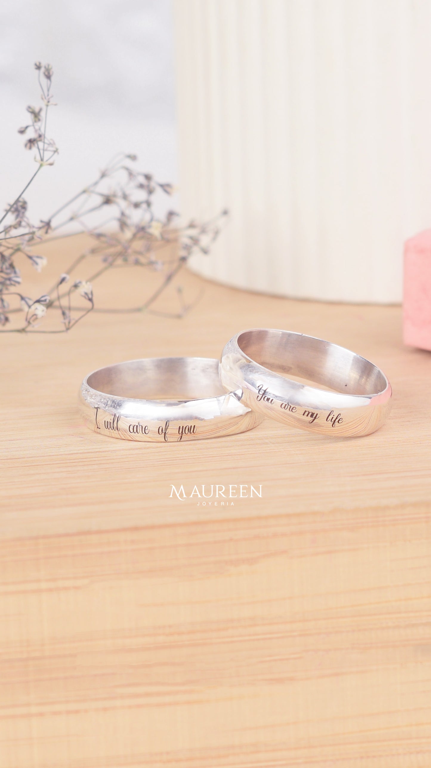Aros de matrimonio frase - Plata