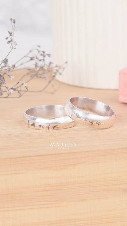 Aros de matrimonio frase - Plata