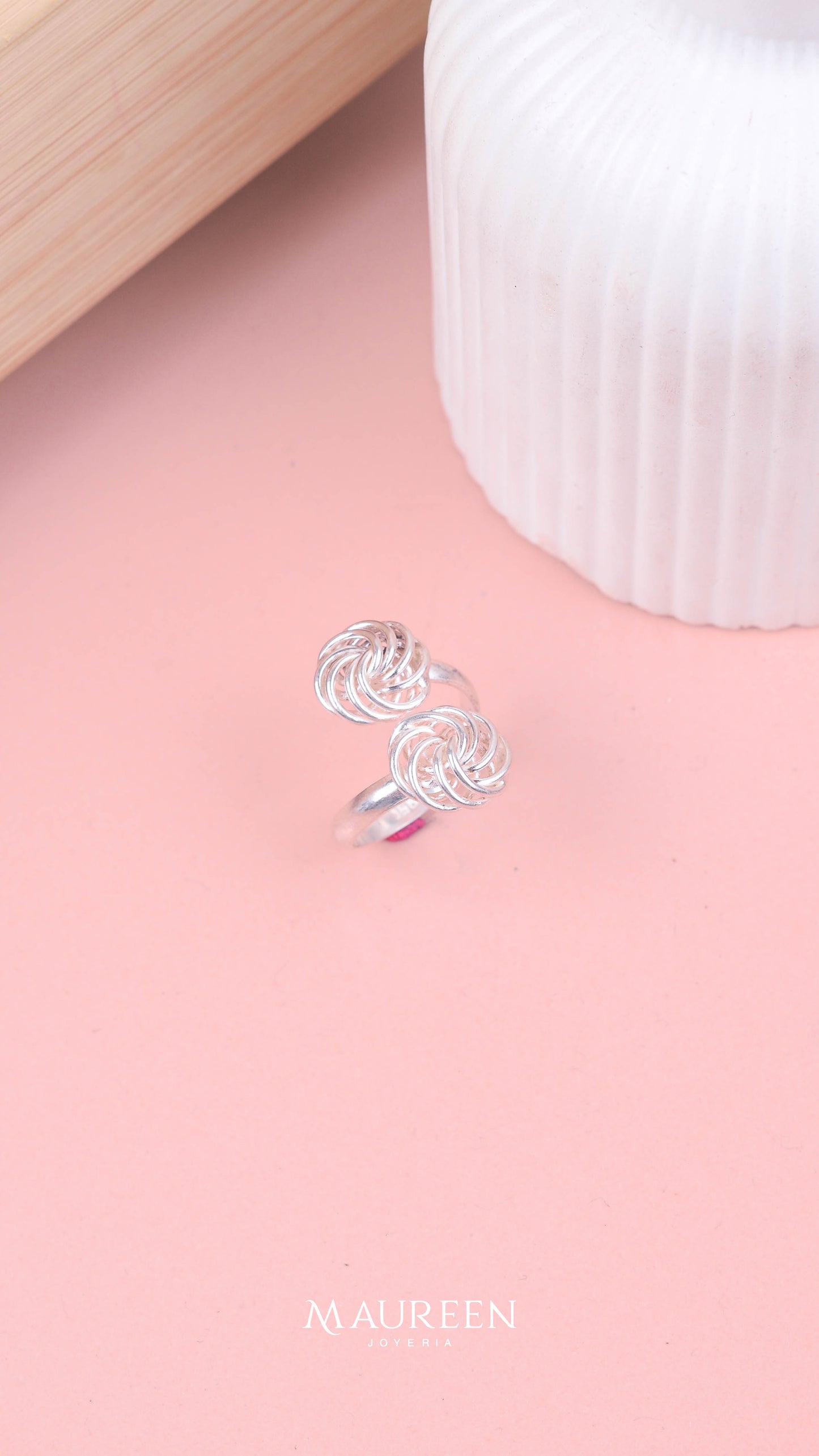Anillo trenzado dos circulos - Plata