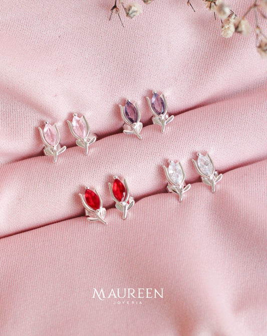 Arete mini tulipanes - Plata