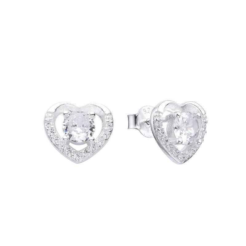 Arete corazon calado con circones  - Plata