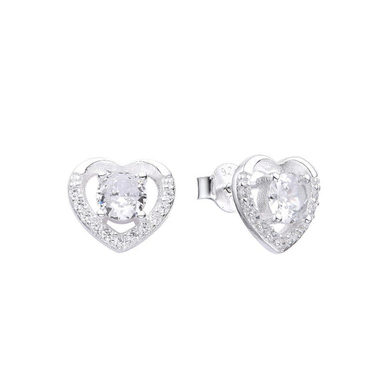 Arete corazon calado con circones  - Plata