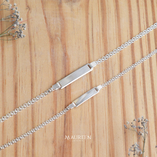Esclava cuadrada cadena Bismark para pareja  - Plata