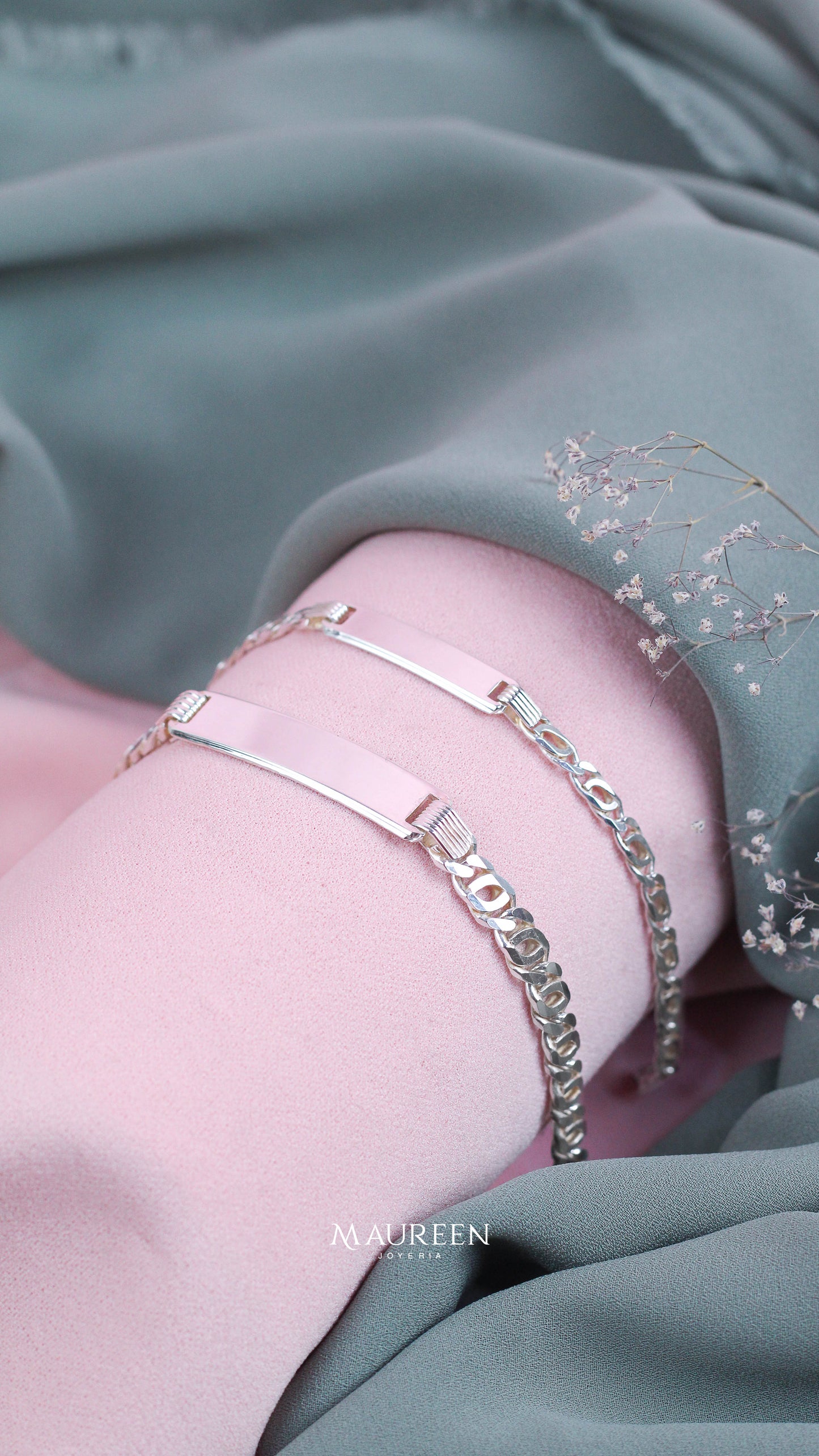 Esclava cuadrada cadena monaco - Plata