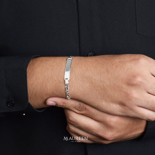 Esclava cuadrada cadena mónaco hombre  - Plata