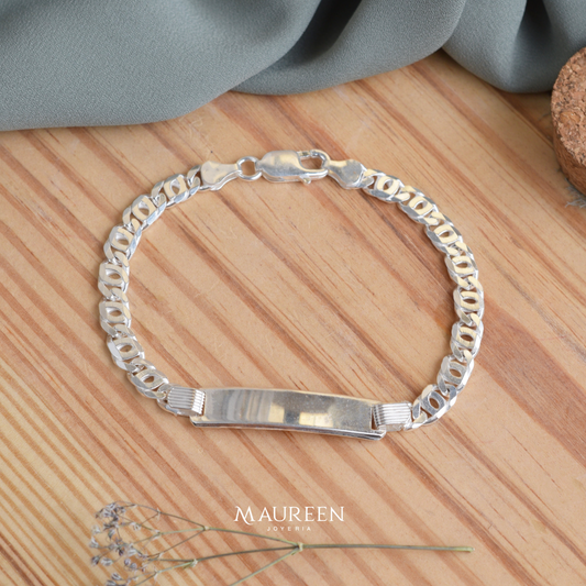 Esclava cuadrada cadena mónaco hombre  - Plata