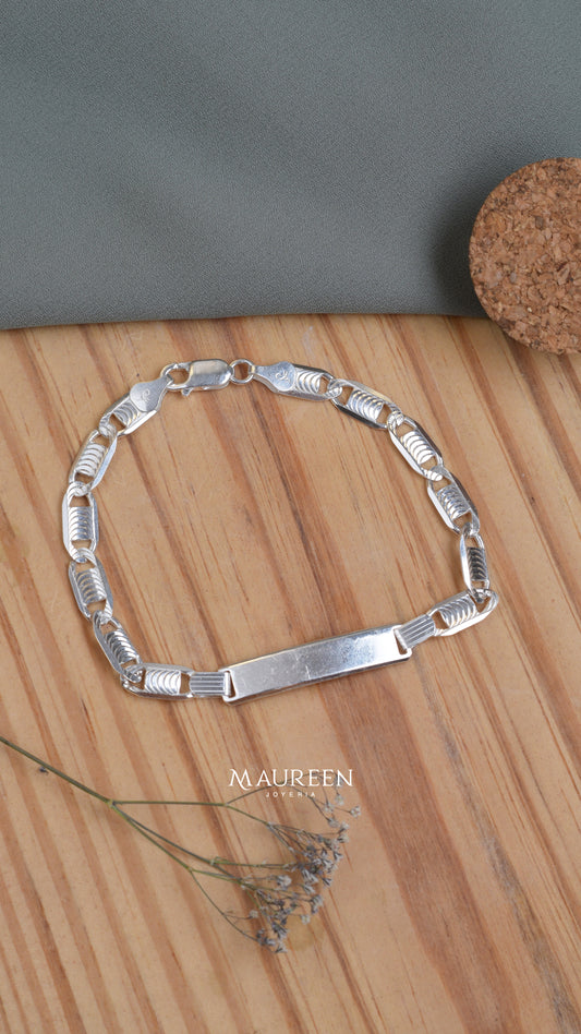 Esclava cuadrada cadena valentino - Plata