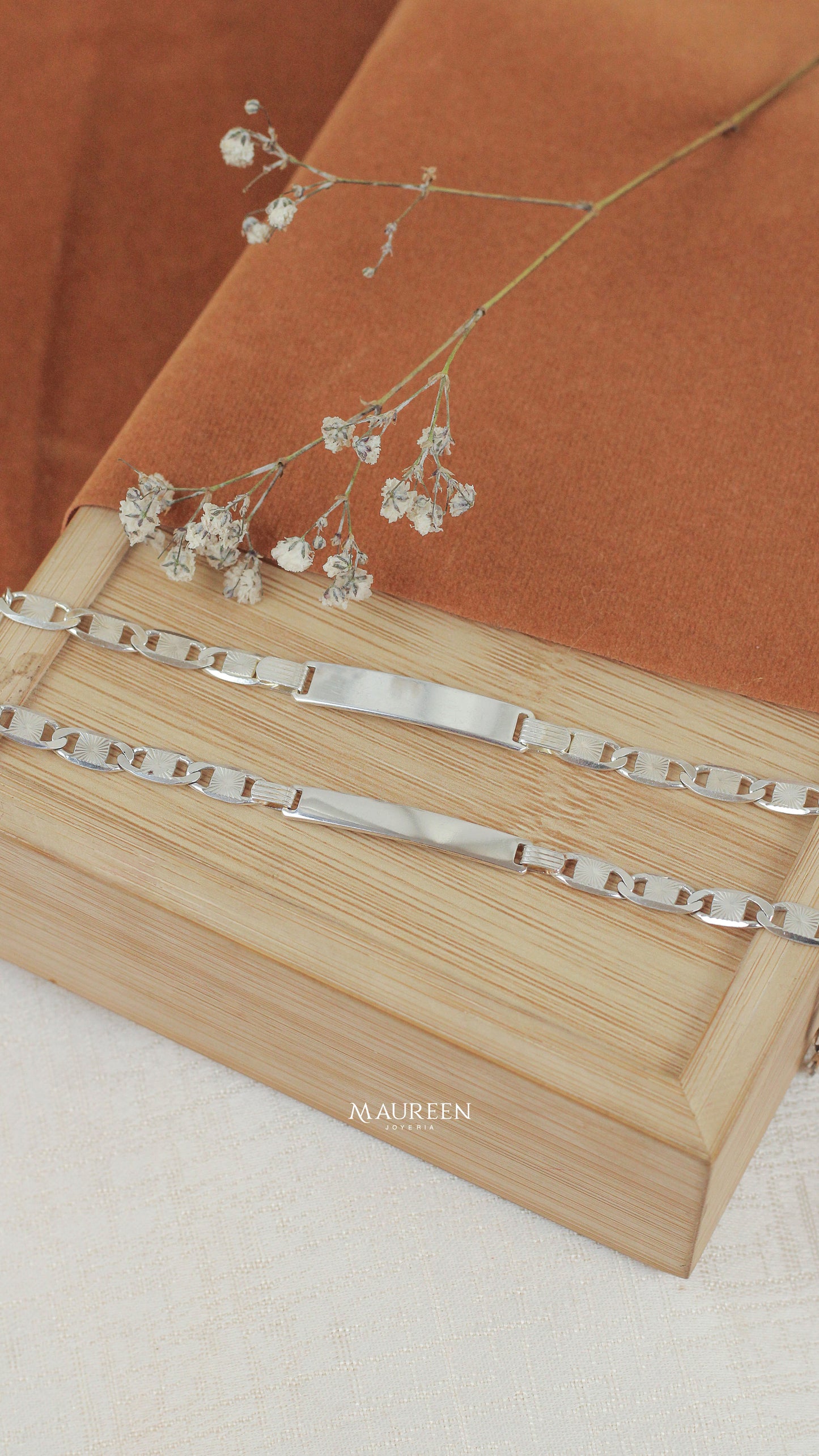 Esclava cuadrada cadena valentino - Plata