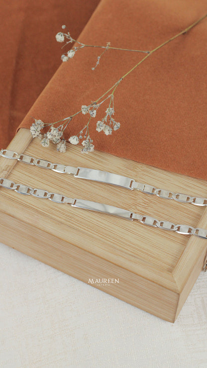 Esclava cuadrada cadena valentino - Plata