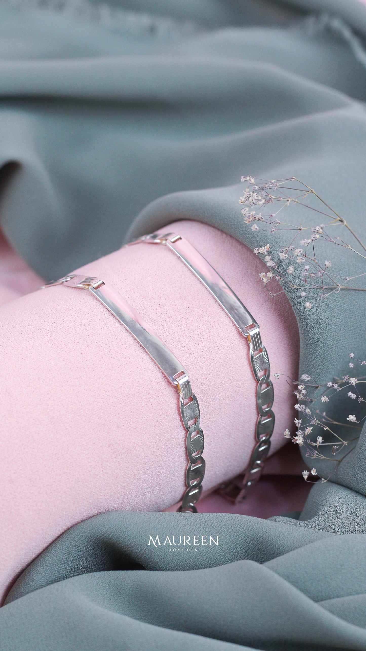 Esclava cuadrada cadena valentino - Plata