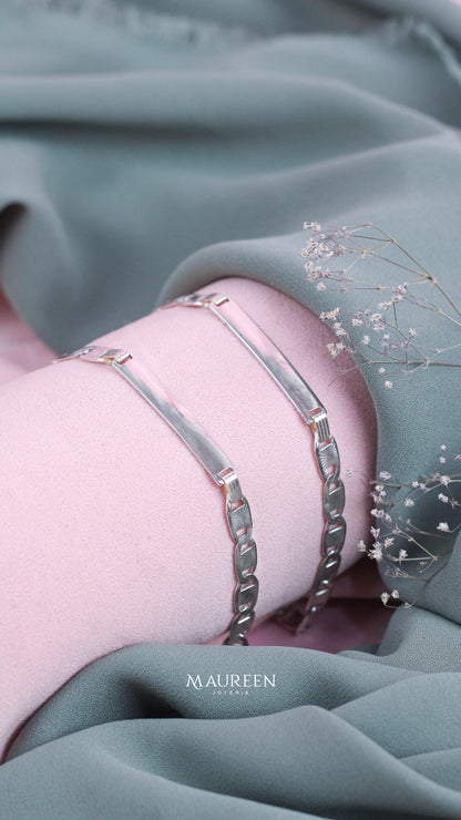 Esclava cuadrada cadena valentino - Plata