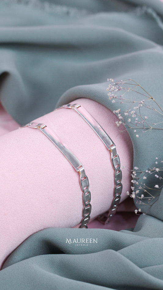 Esclava cuadrada cadena valentino - Plata