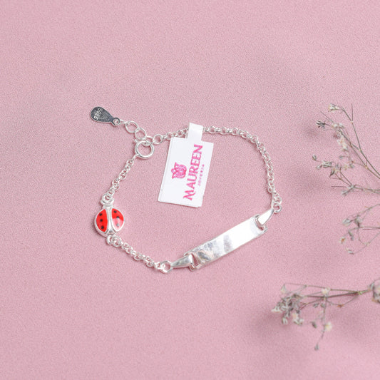 Esclava con mariquita para niñas - Plata