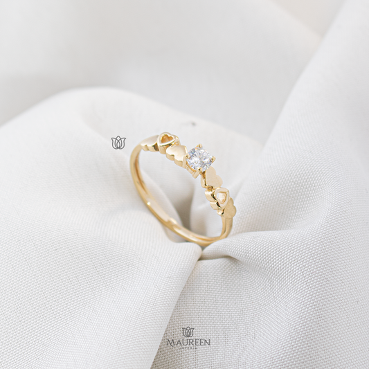 Anillo de compromiso corazón con circon - Oro