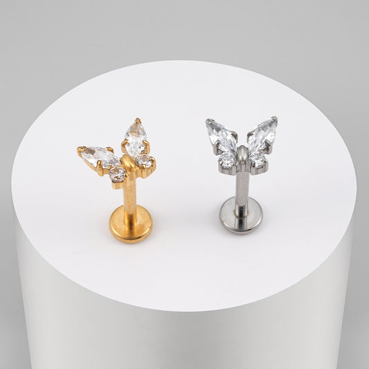 Arete piercing mariposa - Titanio Quirurgico