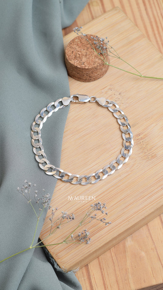 Pulsera hombre eslabones plana - Plata