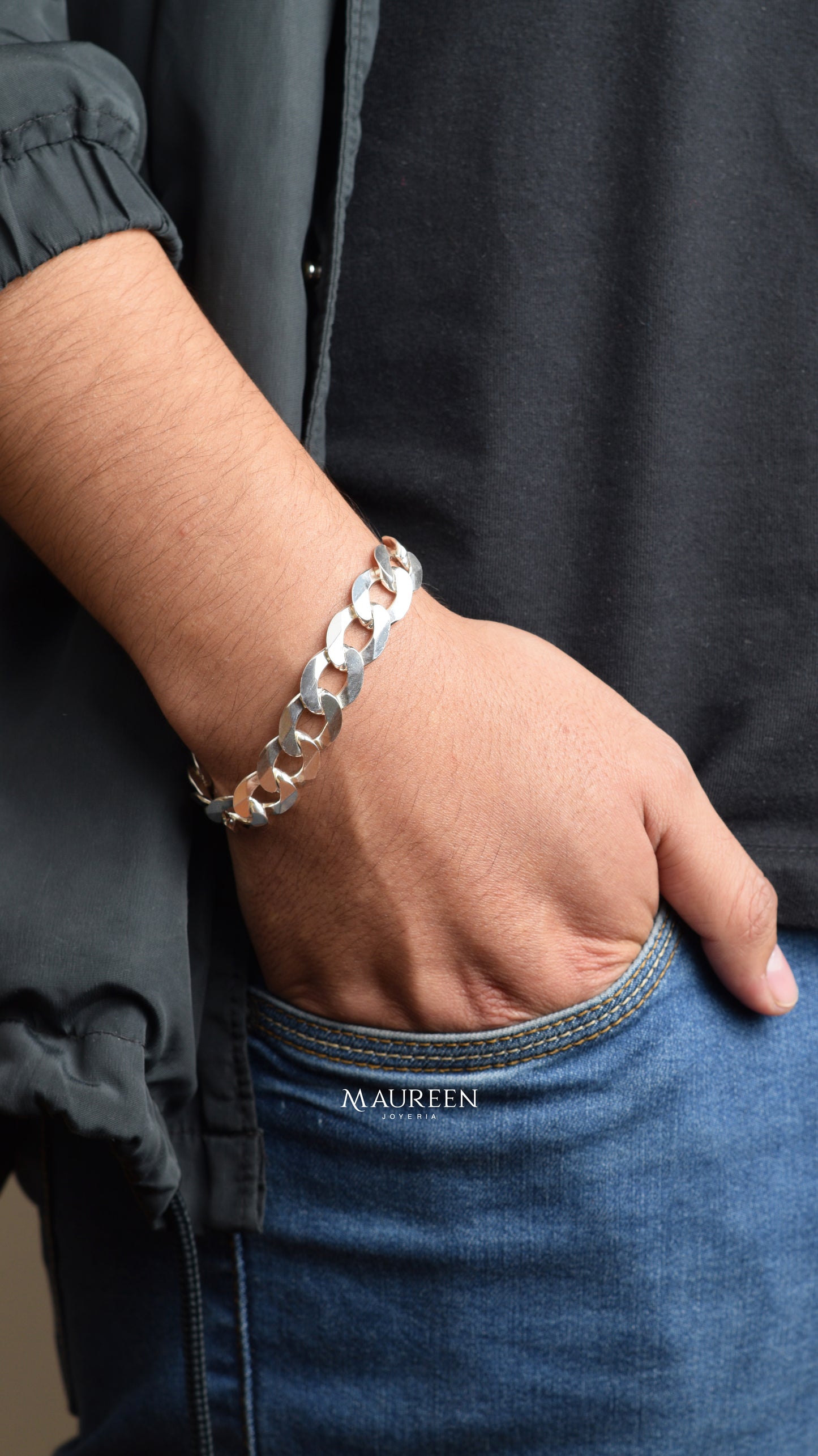 Pulsera hombre eslabones - Plata