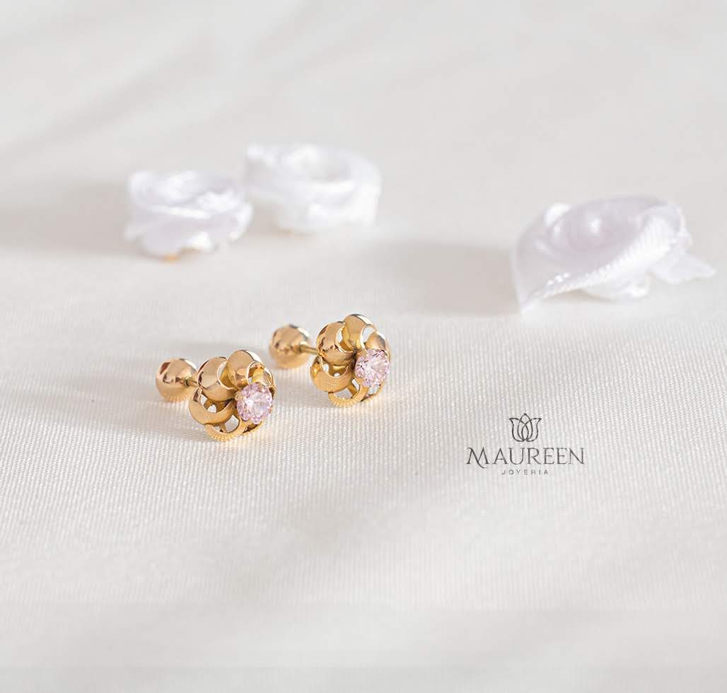Aretes tornillo  flor - Oro