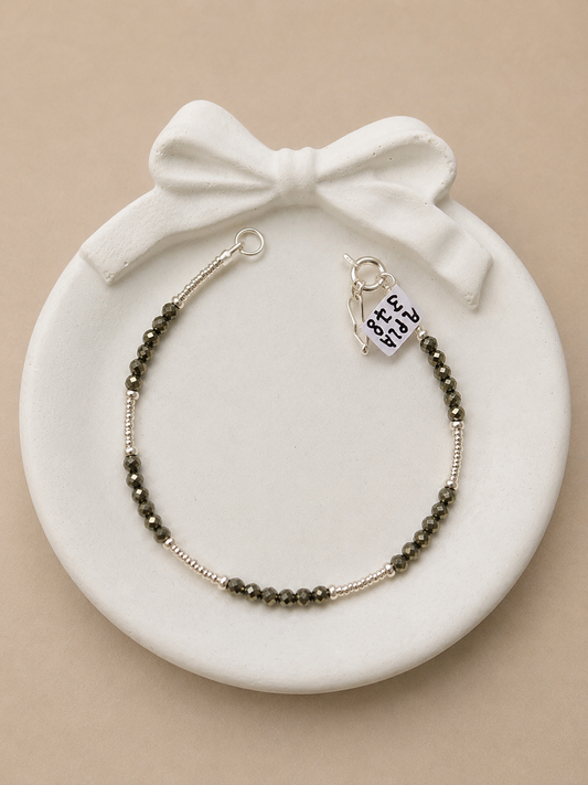 Pulsera 6 pirita y shakiras - Plata