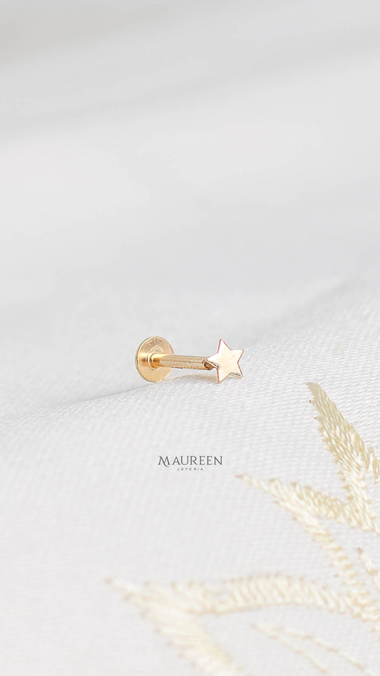 Arete piercing estrella- Oro