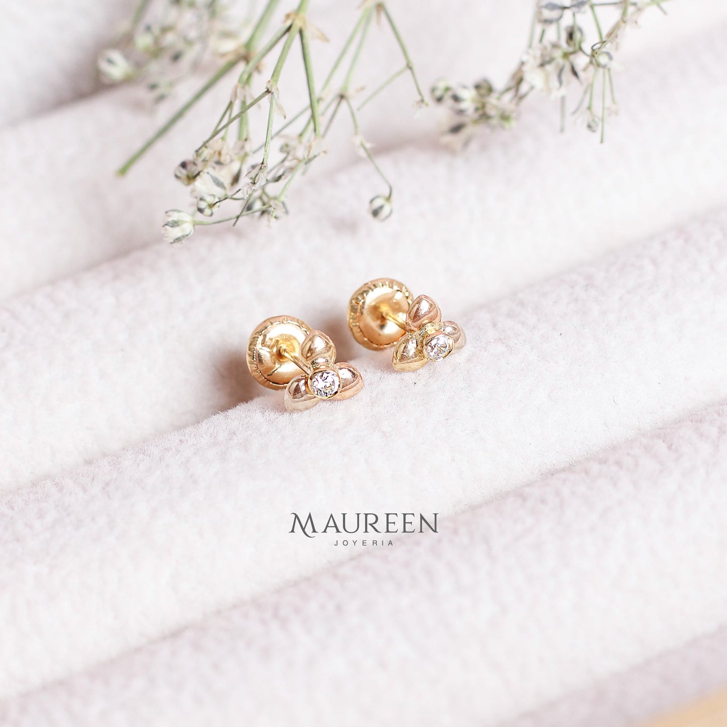 Arete tornillo Trebol - Oro