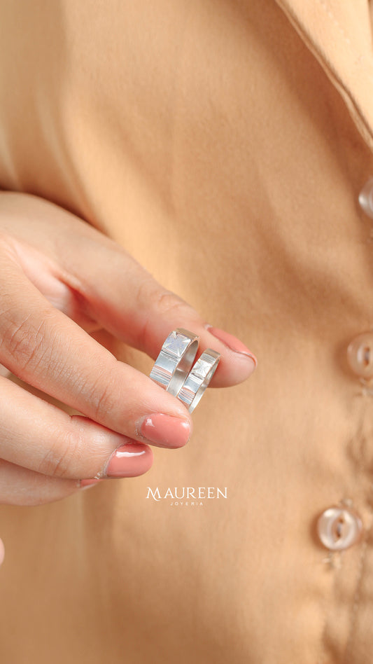 Anillos de promesa para pareja denario  Plata