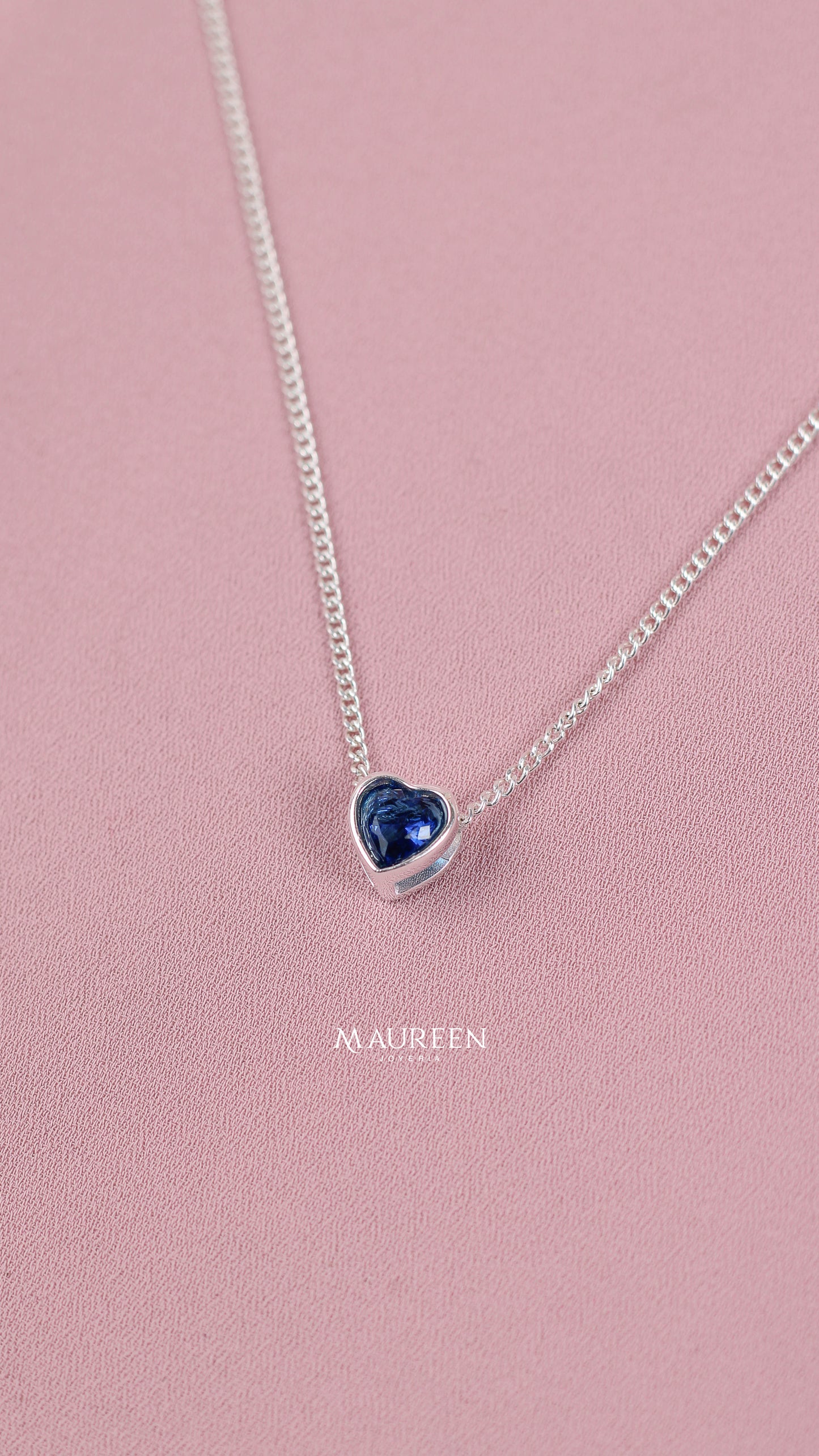 Dije pasante corazon circon rojo, rosado, azul - Plata
