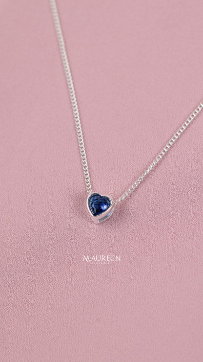 Dije pasante corazon circon rojo, rosado, azul - Plata